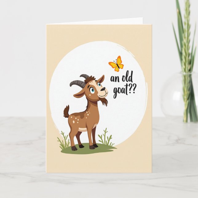 Whimsical Goat Birthday Card (Front)