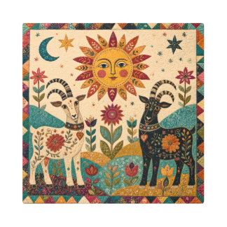 Whimsical Goats Folk Art