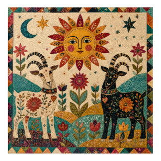 Whimsical Goats Folk Art