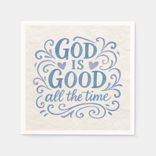 Whimsical God is Good Typography Napkins (Front)