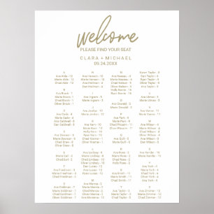 Whimsical Gold Alphabetical Wedding Seating Chart