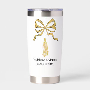 Whimsical Gold Black Doodle Graduation Tassel Insulated Tumbler