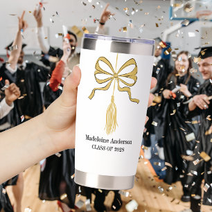 Whimsical Gold Black Doodle Graduation Tassel Insulated Tumbler