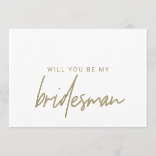 Whimsical Gold Calligraphy Bridesman Request Card