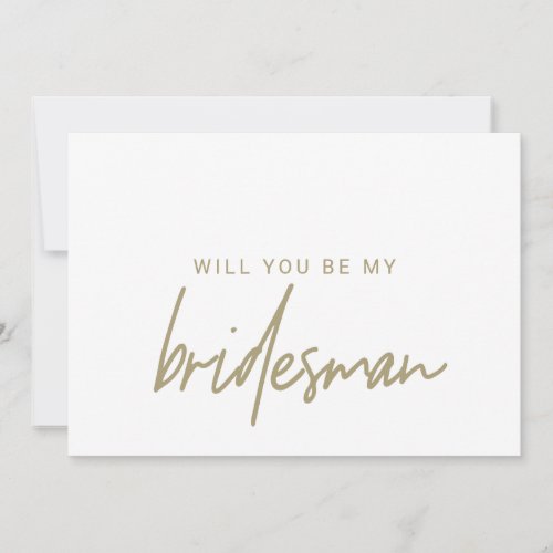 Whimsical Gold Calligraphy Bridesman Request Card