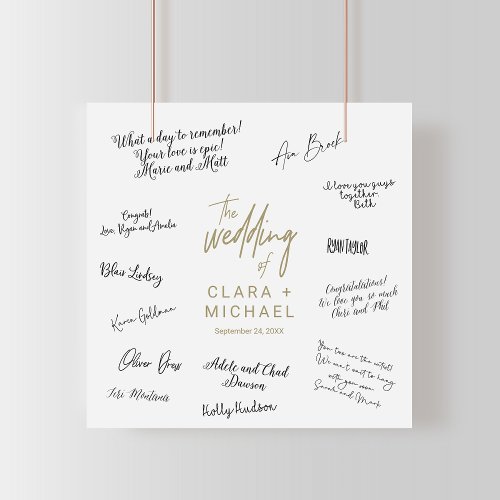 Whimsical Gold Calligraphy Guest Signing Poster