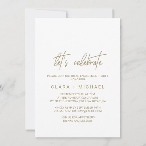 Whimsical Gold Calligraphy Let's Celebrate