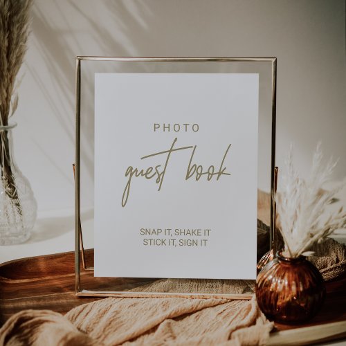 Whimsical Gold Calligraphy Photo Guest Book