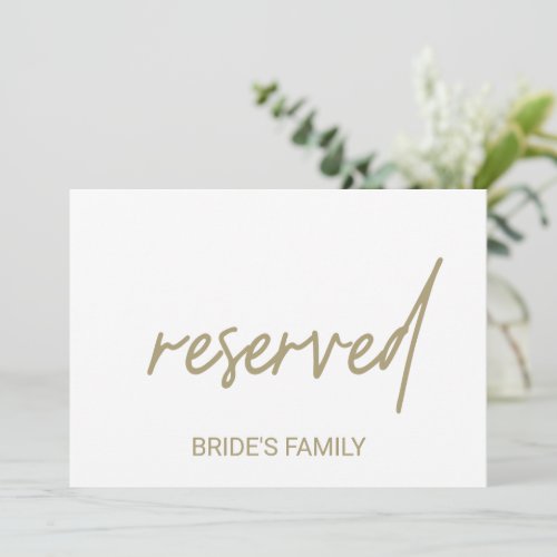 Whimsical Gold Calligraphy Reserved Sign