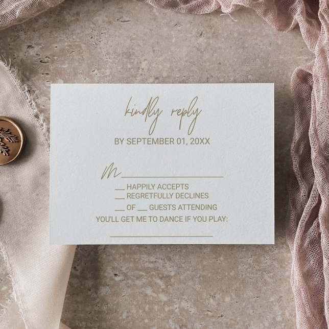 Whimsical Gold Calligraphy Song Request RSVP Card (Creator Uploaded)