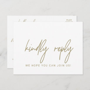 Whimsical Gold Calligraphy Song Request RSVP Invitation Postcard