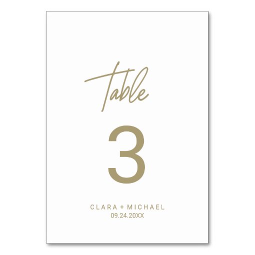 Whimsical Gold Calligraphy Table Number | Zazzle