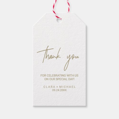Whimsical Gold Calligraphy Thank You Favor Gift Tags