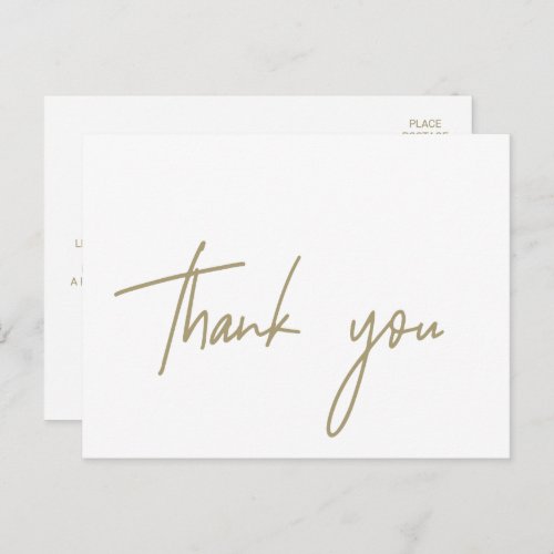 Whimsical Gold Calligraphy Thank You Postcard