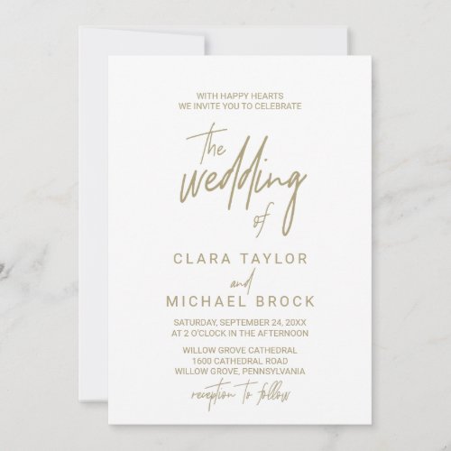 Whimsical Gold Calligraphy The Wedding Of Invitation