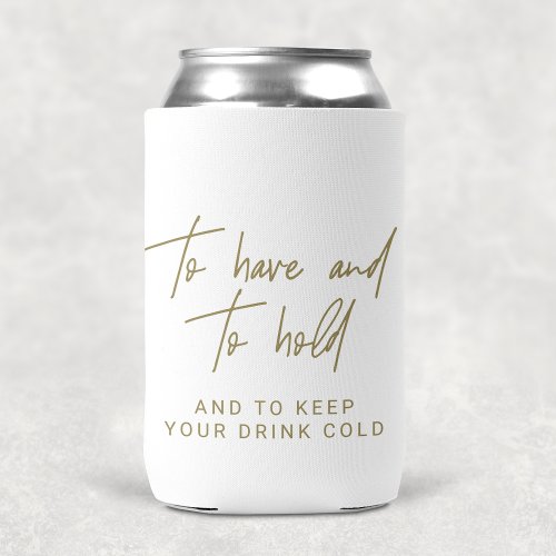 Whimsical Gold Calligraphy Wedding Favor Can Cooler