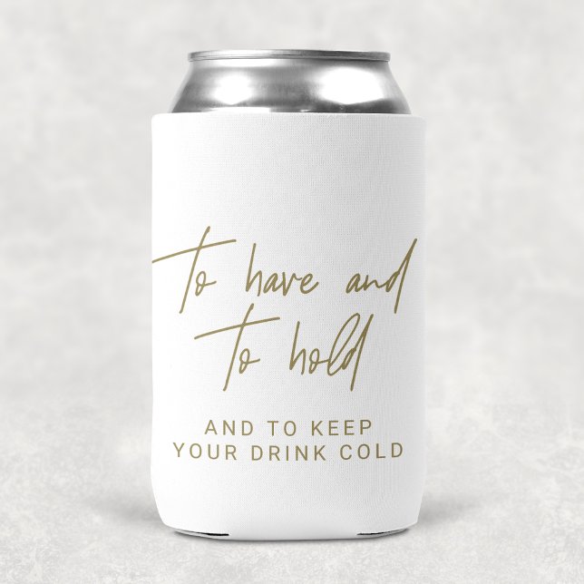 Whimsical Gold Calligraphy Wedding Favor Can Cooler (Creator Uploaded)