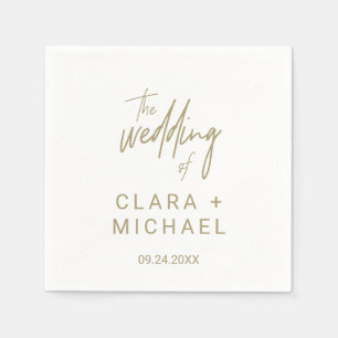 Whimsical Gold Calligraphy Wedding Napkins