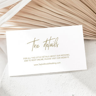 Whimsical Gold Calligraphy Wedding Online Details Enclosure Card