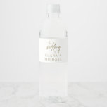 Whimsical Gold Calligraphy Wedding Water Bottle Label<br><div class="desc">These whimsical gold calligraphy wedding water bottle labels are perfect for a modern wedding. The design features elegant yet rustic golden typography for a simple minimal look. These labels add a beautiful detailed touch to your wedding reception,  rehearsal dinner,  engagement party,  or wedding welcome bag.</div>