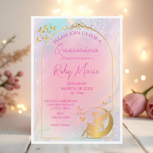 Whimsical Gold Fairy Pixie Invitation