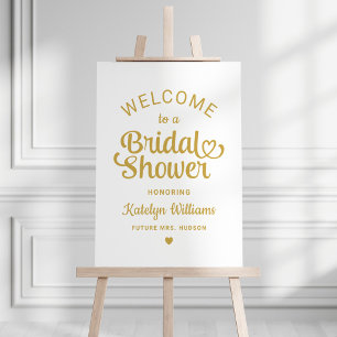 Whimsical Gold Heart Script Bridal Shower Welcome Foam Board