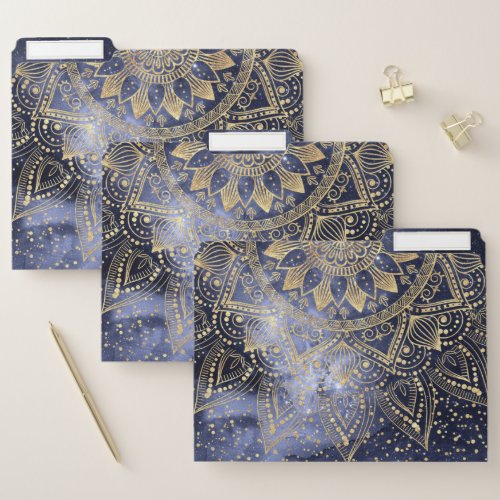 whimsical gold mandala confetti design file folder