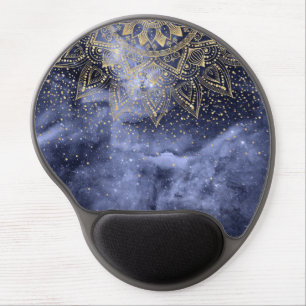 whimsical gold mandala confetti design gel mouse pad