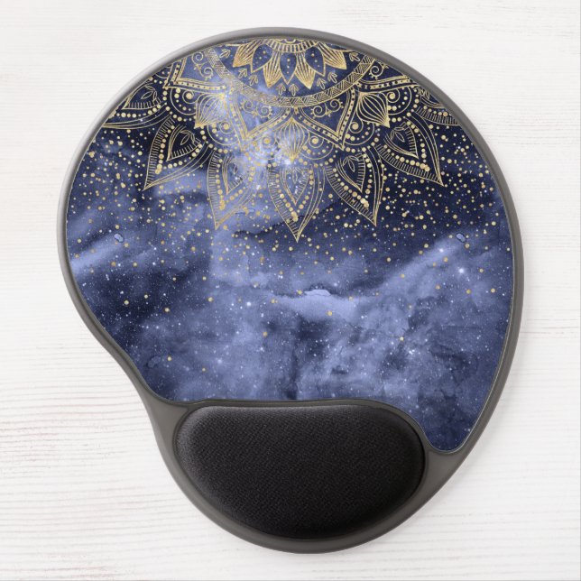 whimsical gold mandala confetti design gel mouse pad (Front)