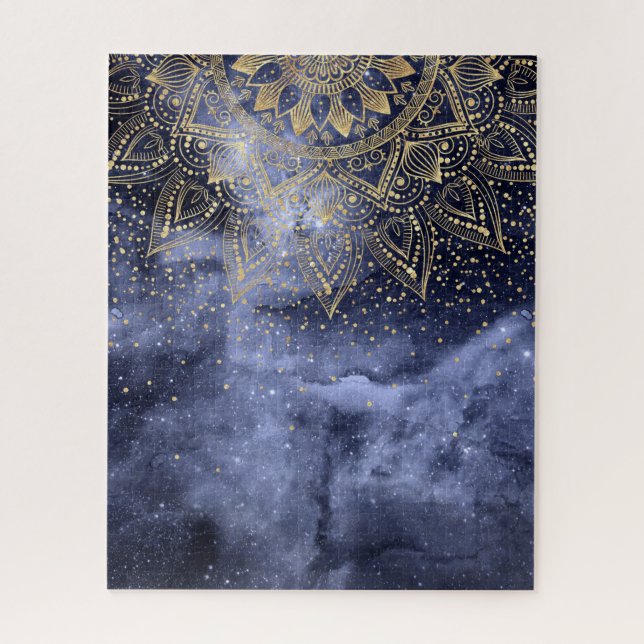 whimsical gold mandala confetti design jigsaw puzzle (Vertical)