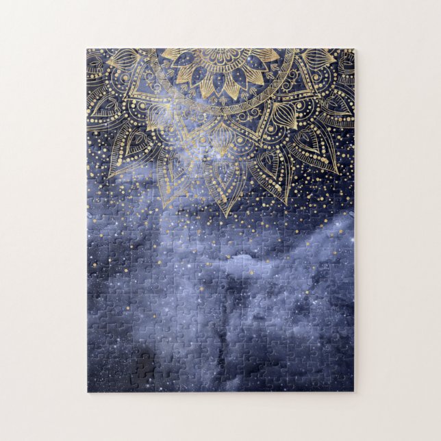 whimsical gold mandala confetti design jigsaw puzzle (Vertical)