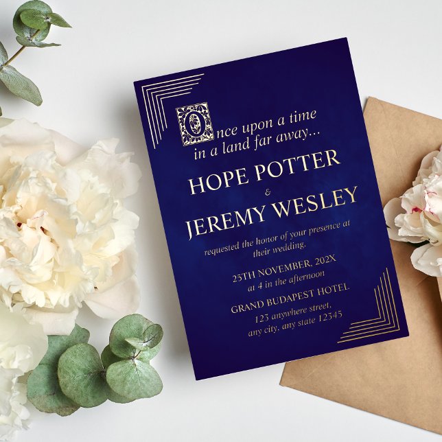 Whimsical Gold Purple Storybook Fairy Tale Castl Foil Invitation (Creator Uploaded)