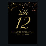 Whimsical Gold Sparkles on Black Wedding Reception Table Number<br><div class="desc">These table number cards will make it easy for your guests to find their seats at your wedding reception. Designed as a part of our Shimmering Sparkles Wedding Suite, these table number cards feature an elegant yet whimsical design of pink & gold stars with gold text over a black background....</div>