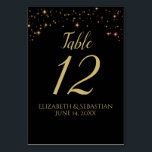Whimsical Gold Sparkles on Black Wedding Reception Table Number<br><div class="desc">These table number cards will make it easy for your guests to find their seats at your wedding reception. Designed as a part of our Shimmering Sparkles Wedding Suite, these table number cards feature an elegant yet whimsical design of pink & gold stars with gold text over a black background....</div>