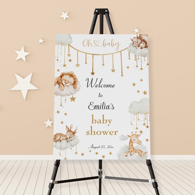 Whimsical Gold Starry Dreamy Baby Shower Welcome Foam Board (Creator Uploaded)