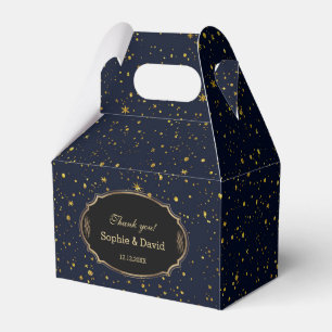 Whimsical Gold Starry Night Navy Blue Wedding Favor Boxes
