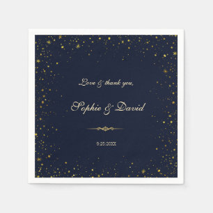 Whimsical Gold Starry Night Wedding Napkins