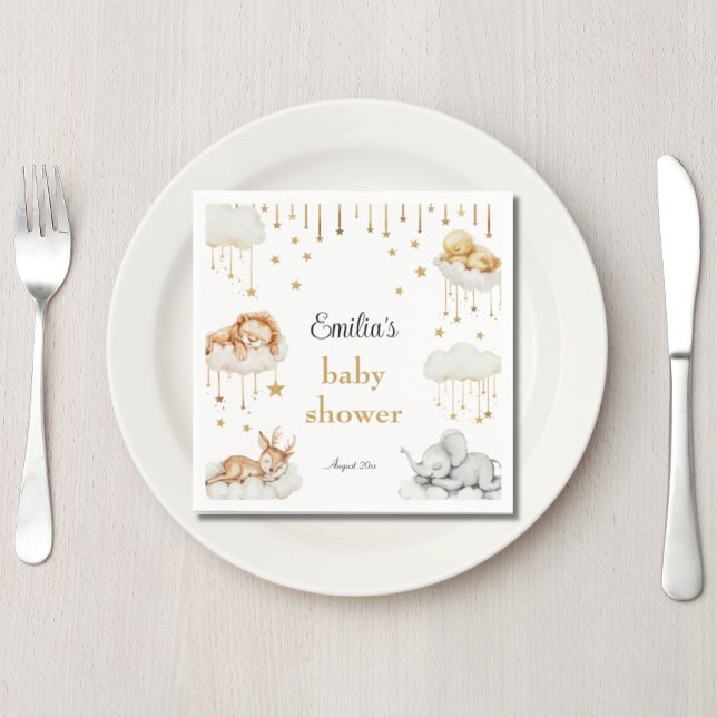 Whimsical Gold Starry Sky Sleeping Animals Napkins (Creator Uploaded)