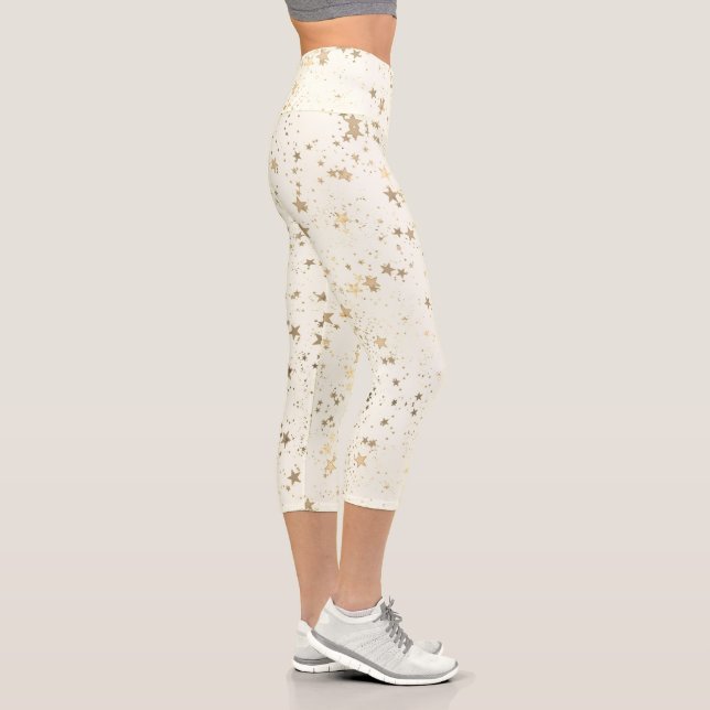 Whimsical gold stars capri leggings (Right)