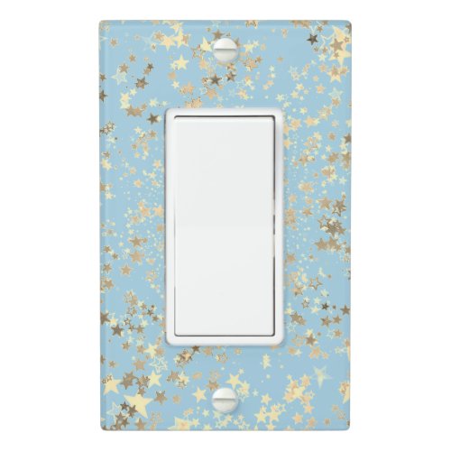 Whimsical Gold Stars on Blue Light Switch Cover