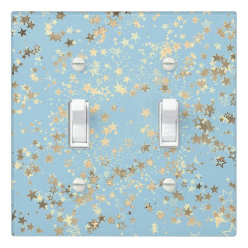 Whimsical Gold Stars on Blue Light Switch Cover