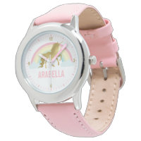 Whimsical Gold Unicorn Girl's Wrist Watch