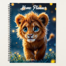 Whimsical golden lion cub in dreamlike scene