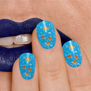 Whimsical Goldfish Aquarium Minx Nail Art
