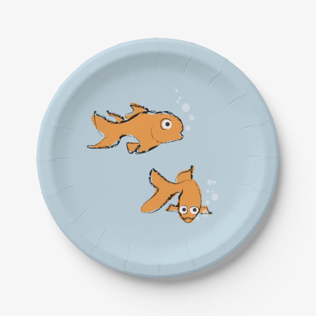 Whimsical Goldfish Paper Plates (Front)