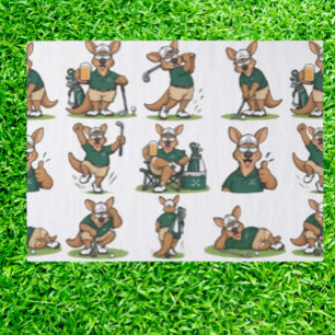whimsical golfer kangaroo tissue paper