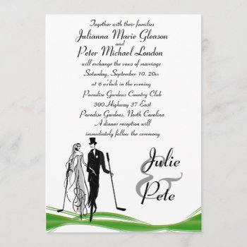 Whimsical Golfing Couple Wedding Invitations by PersonalizationsPlus at Zazzle