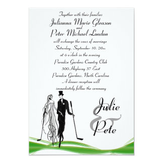 Whimsical Golfing Couple Wedding Invitations