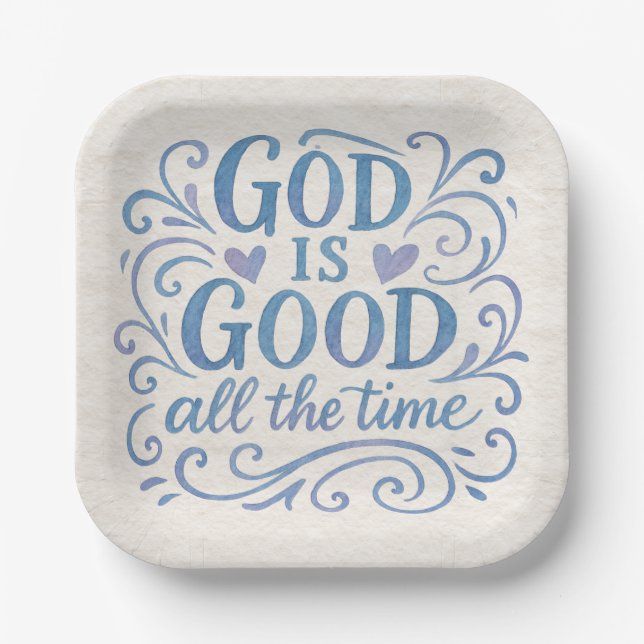 Whimsical Good is Good Typography Paper Plates (Front)