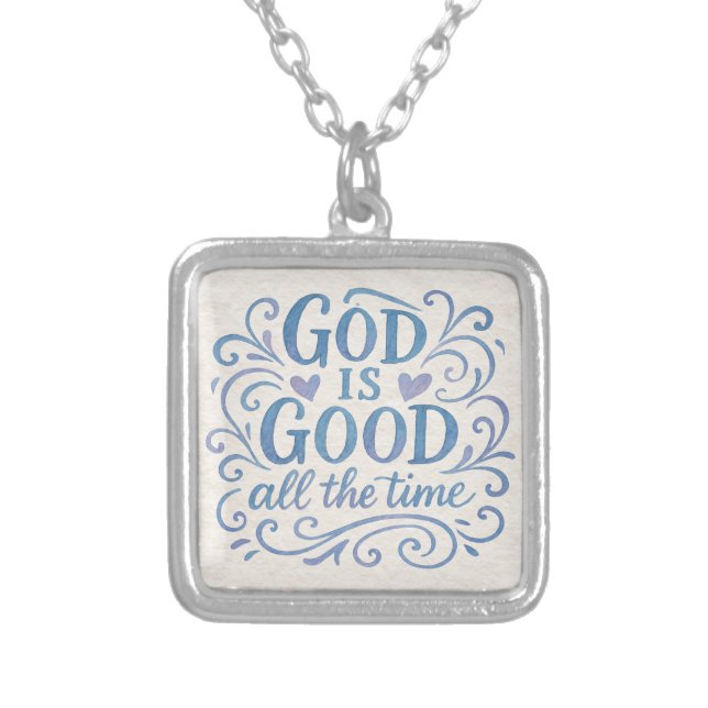 Whimsical Good is Good Typography Silver Plated Necklace (Front)